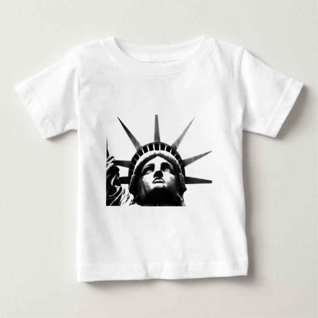 T-shirt Pour Bébé Statue noire et blanche de la Liberté (Devant)