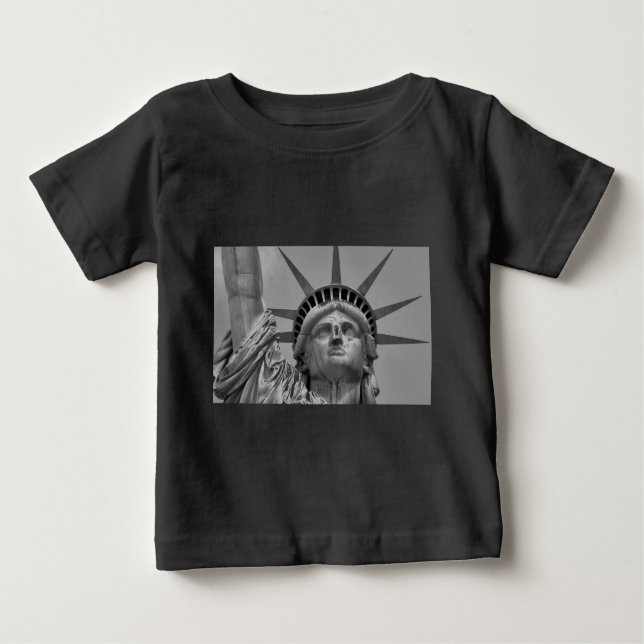 T-shirt Pour Bébé Statue noire et blanche de Liberty New York (Devant)