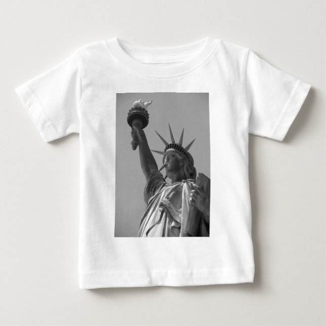 T-shirt Pour Bébé Statue noire et blanche de Liberty New York (Devant)