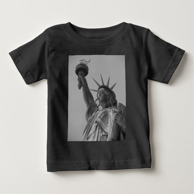 T-shirt Pour Bébé Statue noire et blanche de Liberty New York (Devant)