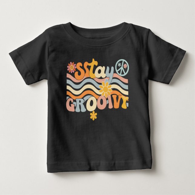 T-shirt Pour Bébé Stay Groovy 70s Aesthetic Hippie Shirt (Devant)