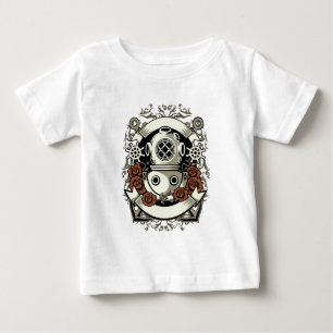 T-shirt Pour Bébé Steampunk Victorian Deep Sea Diver Roses rouges