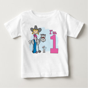 T-shirt Pour Bébé Stick Cowgirl 1er anniversaire