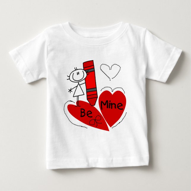 T-shirt Pour Bébé Stick Girl Be Mine Valentine (Devant)