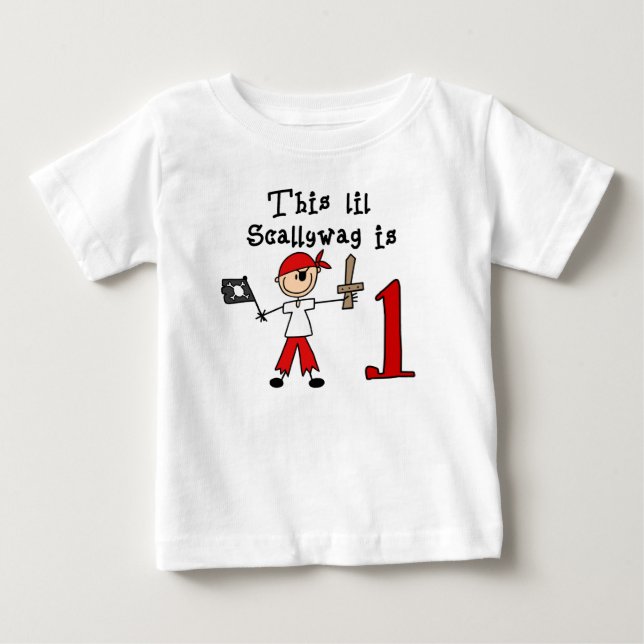 T-shirt Pour Bébé Stick Pirate 1er anniversaire (Devant)