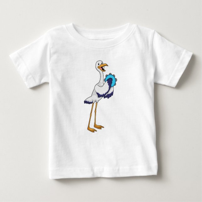 T-shirt Pour Bébé Stork en musicien avec Tambourine (Devant)