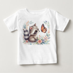 T-shirt Pour Bébé Storybook Woodland Babies Raccoon Et Papillon