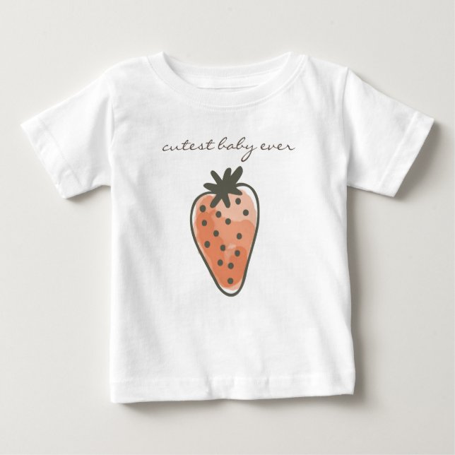 T-shirt Pour Bébé STRAWBERRIES ROUGES COULEUR D'EAU plus mignonne ja (Devant)