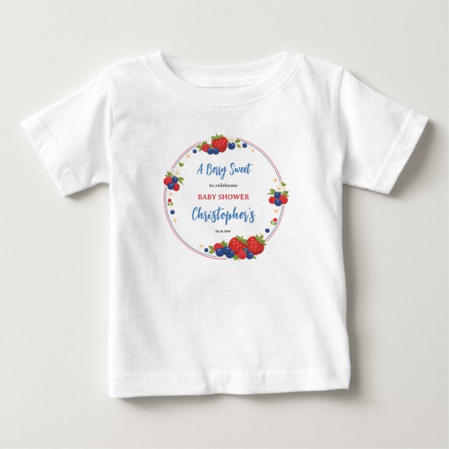 T-shirt Pour Bébé Strawberry Blueberry Berry Sweet Baby Shower (Devant)
