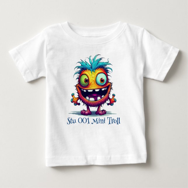 T-shirt Pour Bébé Stu 001 Mini Troll Personnalisé (Devant)