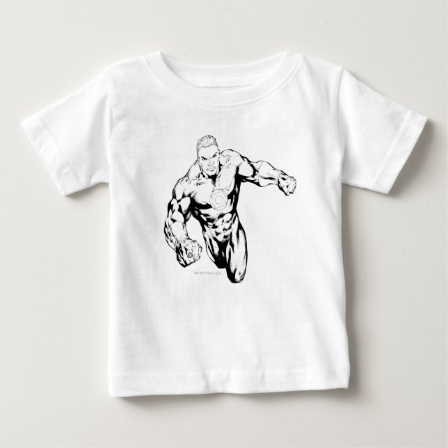 T-shirt Pour Bébé Style comique - Lanterne verte, noir et blanc (Devant)