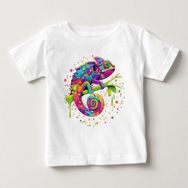 T-shirt Pour Bébé Style d'aquarelle des teintures Chameleon (Devant)