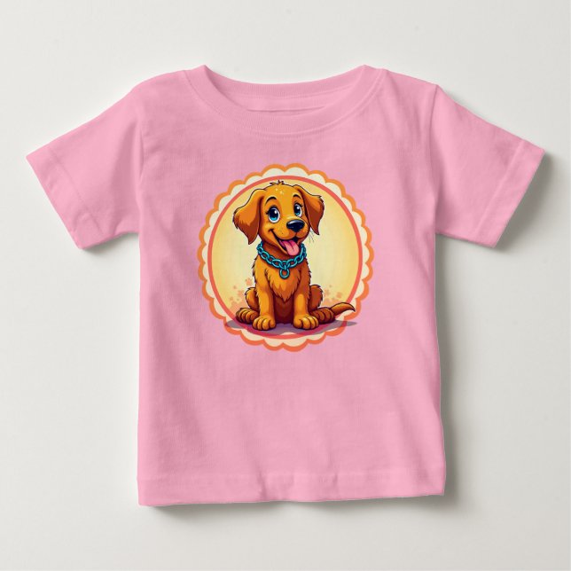 T-shirt Pour Bébé 🌸 Style de bébé mignon et douillet de chiot de de (Devant)
