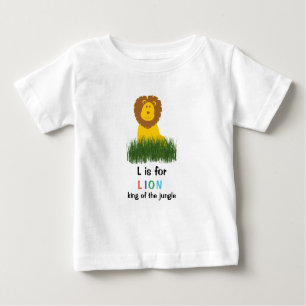 T-shirt Pour Bébé Style de dessin L est pour Lion Alphabet Baby T-Sh