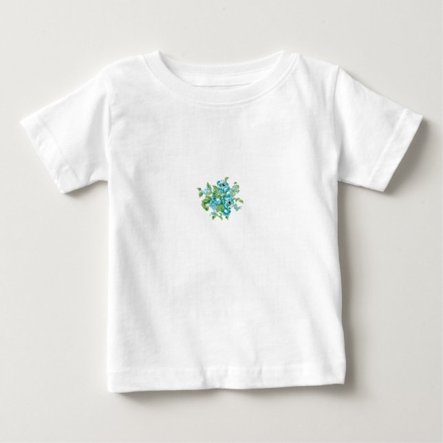 T-shirt Pour Bébé Style Décoratif, Crème Menthe, Bleu Fontaine, Turq (Devant)