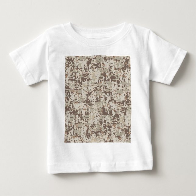 T-shirt Pour Bébé Style Désert Camouflage Numérique Décor Beige (Devant)