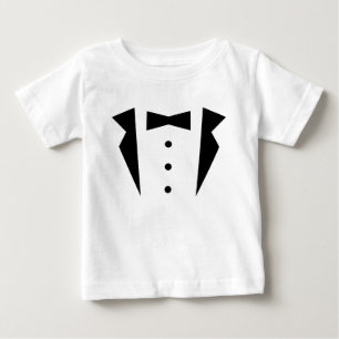 T-shirt Pour Bébé Style Petit Gentleman Tuxedo Avec Cravate Bow Noir