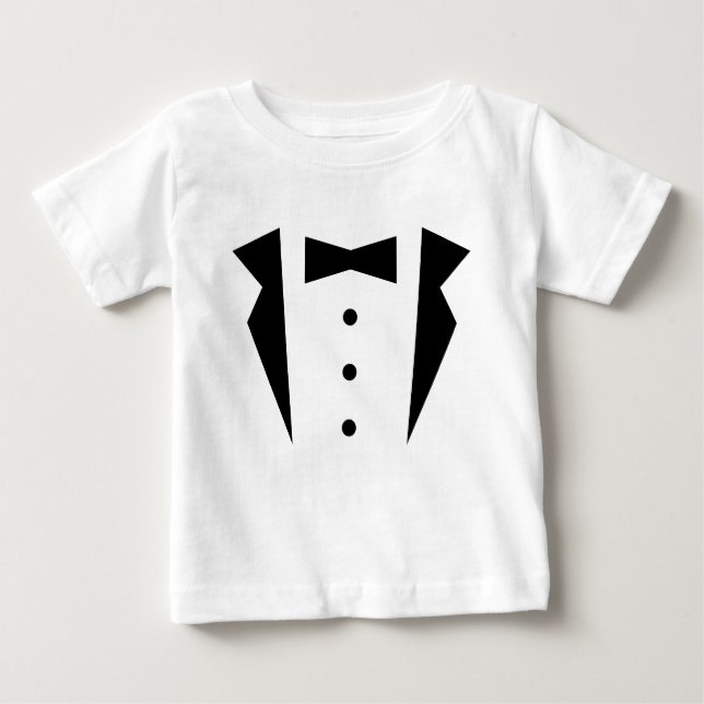 T-shirt Pour Bébé Style Petit Gentleman Tuxedo Avec Cravate Bow Noir (Devant)