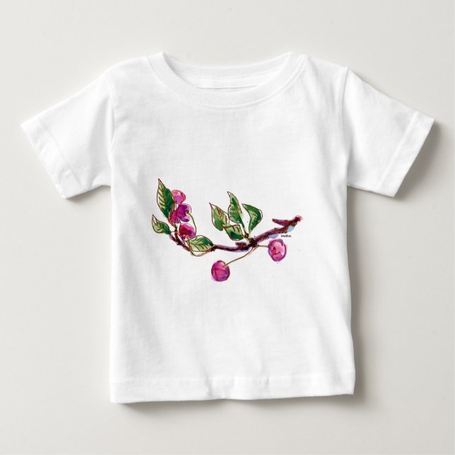 T-shirt Pour Bébé Succursale de cerise (Devant)
