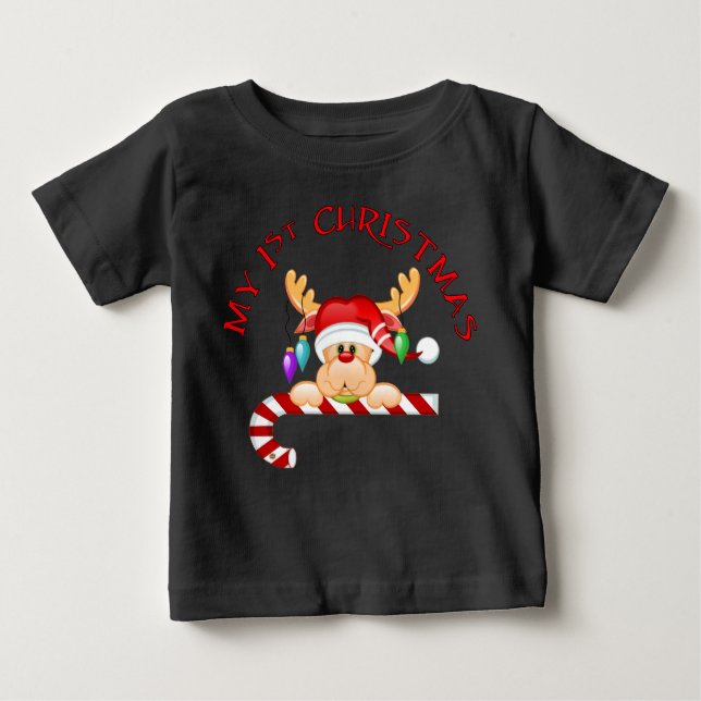 T-shirt Pour Bébé Sucre de canne 1er Noël (Devant)