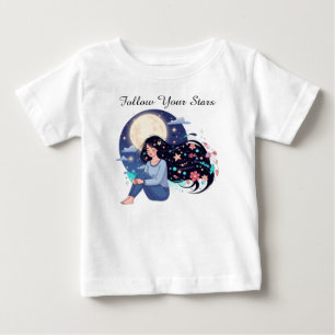 T-shirt Pour Bébé Suivez le portrait de femme rêveuse céleste de l'é