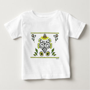 T-shirt Pour Bébé Sunflower Folk Motif par Alexandra Cook