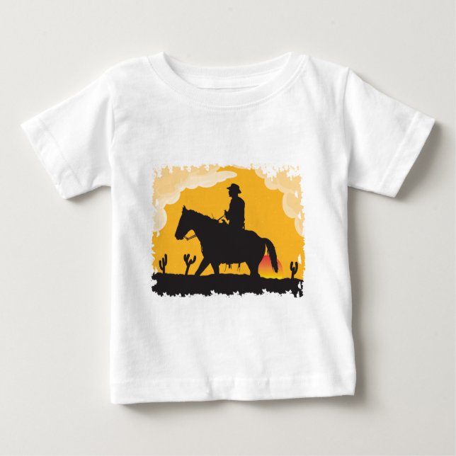 T-shirt Pour Bébé Sunset Cowboy (Devant)