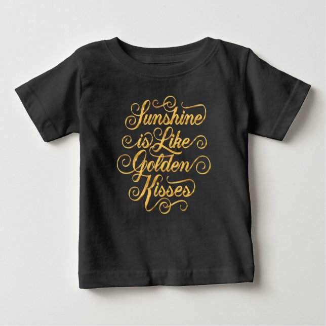T-shirt Pour Bébé Sunshine est comme Golden Kisses Black Baby Top (Devant)