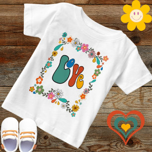 T-shirt Pour Bébé Super Baby LOVE puissance de fleur 70's inspiré
