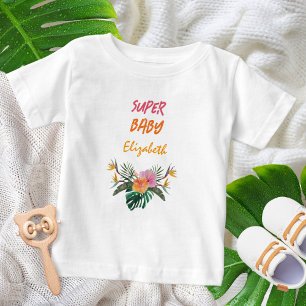 T-shirt Pour Bébé SUPER BÉBÉ Baby shower d'aquarelle de perroquet tr