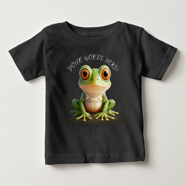 T-shirt Pour Bébé Super Cute Green Frog Cartoon Modifier le texte (Devant)