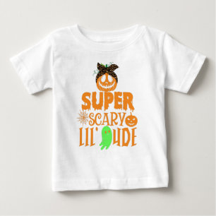 T-SHIRT POUR BÉBÉ SUPER EFFRAYANT PETIT GARS DE VINTAGE - CITROUILLE