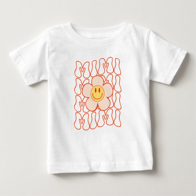 T-shirt Pour Bébé Super Mimi Joyeux Visage Sourire mignon Daisy Flow (Devant)