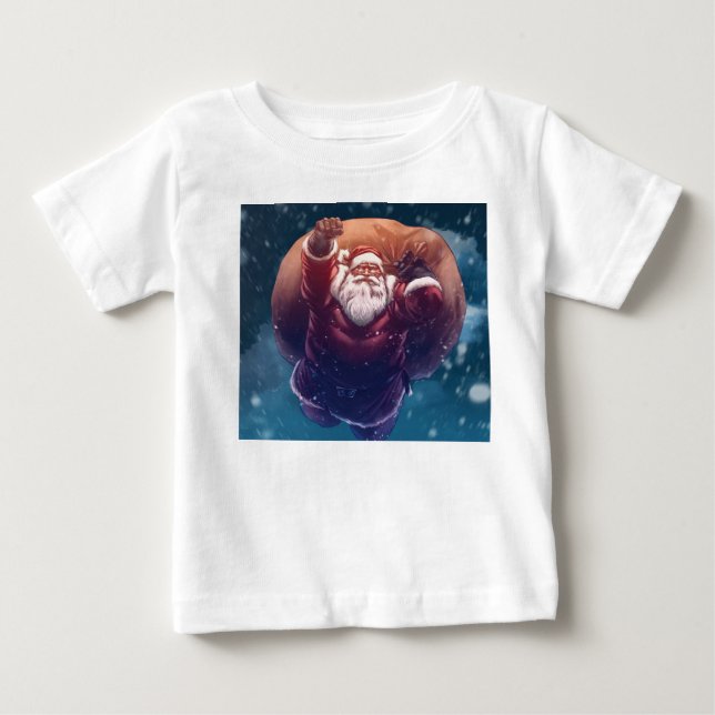 T-shirt Pour Bébé Super Père Noël (Devant)