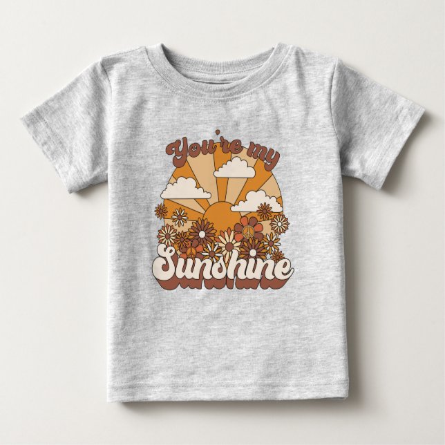T-shirt Pour Bébé Super rétro | Vous êtes mon soleil (Devant)