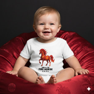 T-shirt Pour Bébé Superbe année chinoise du Cheval de Feu 2026
