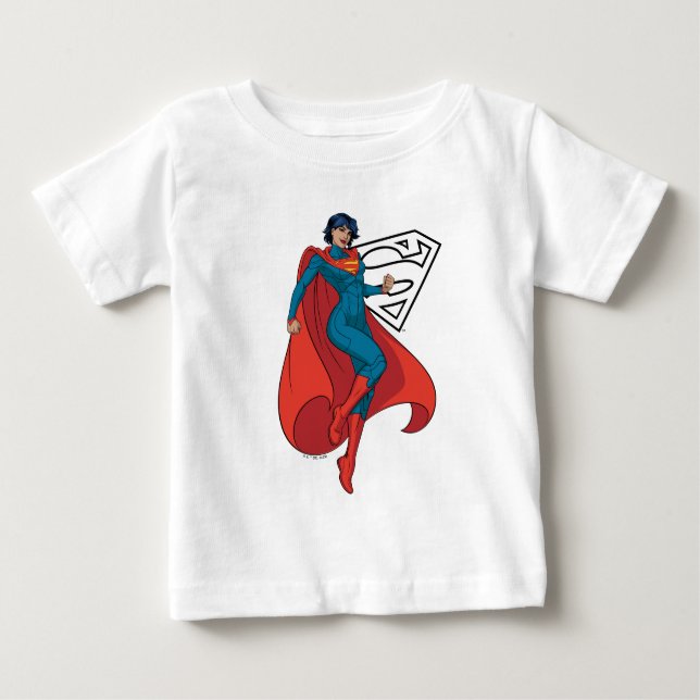 T-shirt Pour Bébé Supergirl Hovering en costume bleu (Devant)