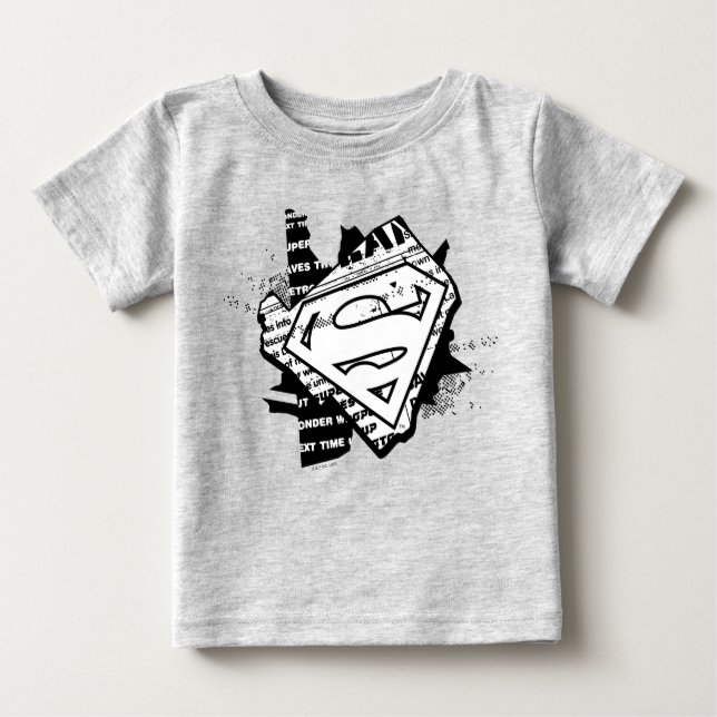 T-shirt Pour Bébé Supergirl Newsprint S-Shield (Devant)
