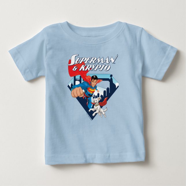T-shirt Pour Bébé Superman & Krypto Soar (Devant)