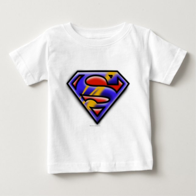 T-shirt Pour Bébé Superman S-Shield | Logo de l'aérographe violet (Devant)