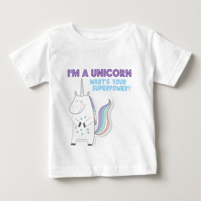 T-shirt Pour Bébé Superpuissance de l'Unicorne (Devant)
