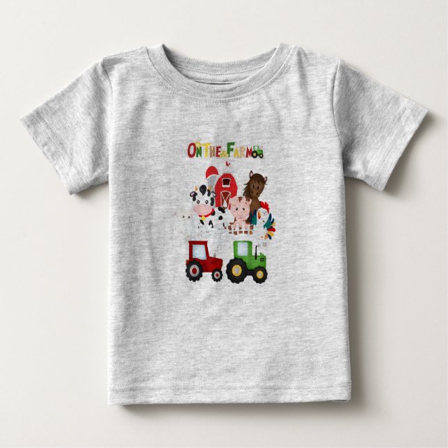 T-shirt Pour Bébé Sur La Ferme Barnyard Animaux de ferme mignonette (Devant)