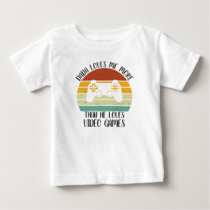 T-shirt Pour Bébé SUR MESURE Papa m'aime plus qu'il n'aime les jeux 