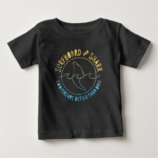 T-shirt Pour Bébé Surf Et Requin Drôle Vacances D'Été Plage B