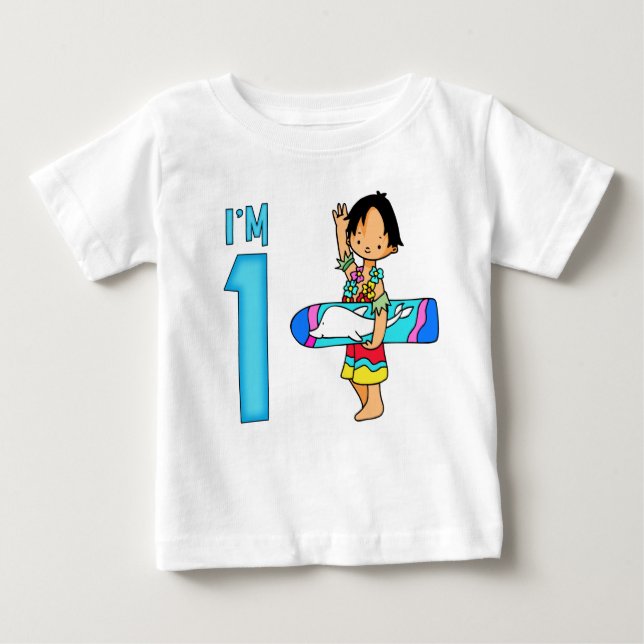 T-shirt Pour Bébé Surfer Dude 1er anniversaire (Devant)