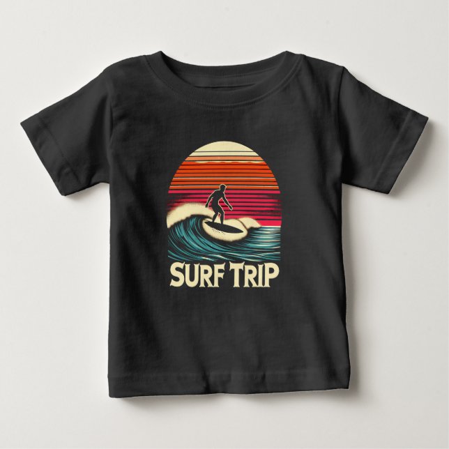 T-shirt Pour Bébé Surfer rétro sunset vacances (Devant)