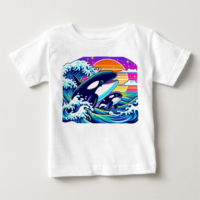 T-shirt Pour Bébé Surfer sur les vagues (Devant)