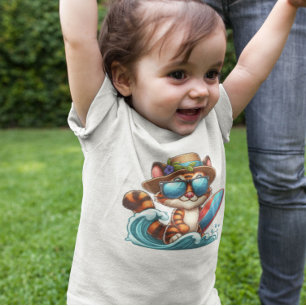 T-shirt Pour Bébé Surfiste chaton