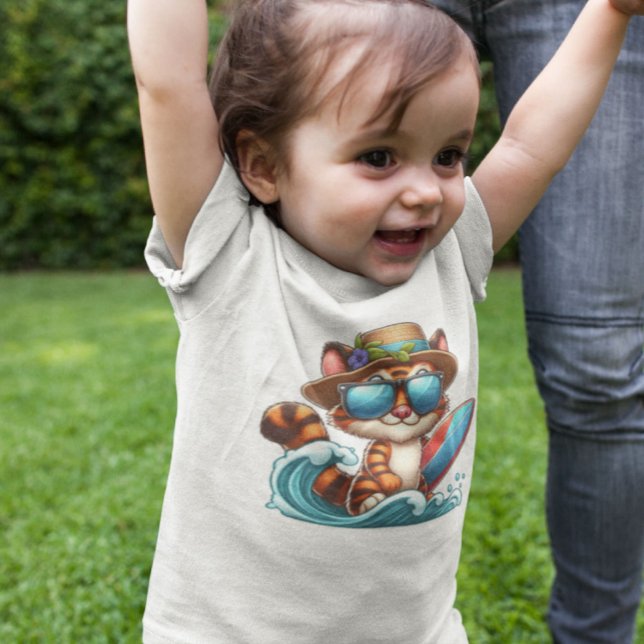 T-shirt Pour Bébé Surfiste chaton  (Créateur téléchargé)