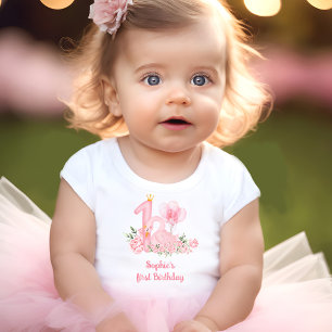 T-shirt Pour Bébé Swan Rose Blanc Doux Nom Floral Fille 1er annivers